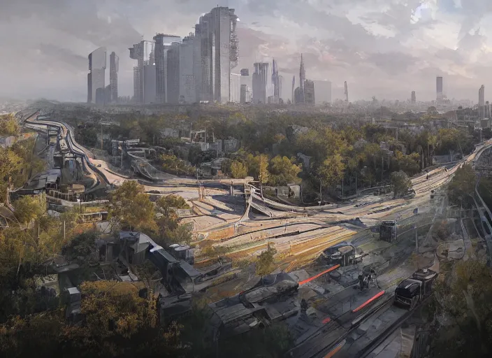 Image similar to THE LINE is a never-before-seen approach to urbanization – a 170km-long linear urban development of multiple, hyper-connected communities, with walkable neighborhoods integrated with public parks and the natural landscape, digital art,realistic,detailed,art by greg rutkowski