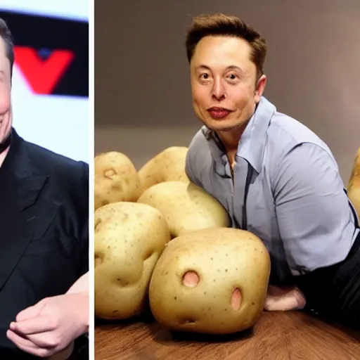 Prompt: elon musk potato!!!,