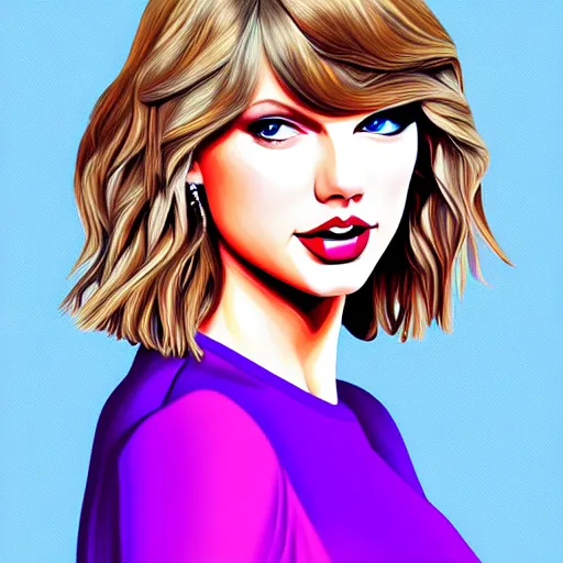 Prompt: portrait of Taylor Swift, highly detailed, centered, solid color background, digital painting