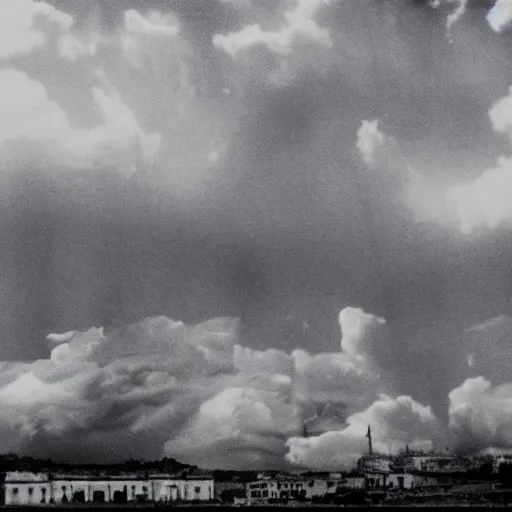 Prompt: clouds look like the second temple in jerusalem the beis hamikdash