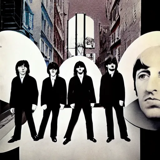 Image similar to beatles album cover featuring ozzy ozborn, album cover