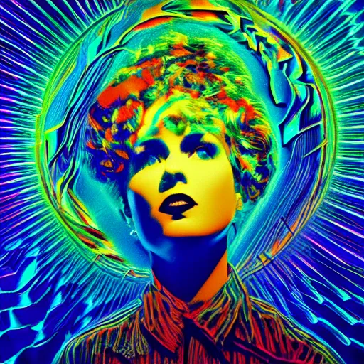 Prompt: dramatic psychedelic portrait, vhs screen