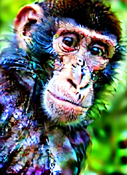 Image similar to a monkey with the face of danny devito, photography, f / 4. 0