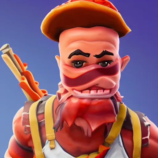 Prompt: a slice of bacon as a fortnite character