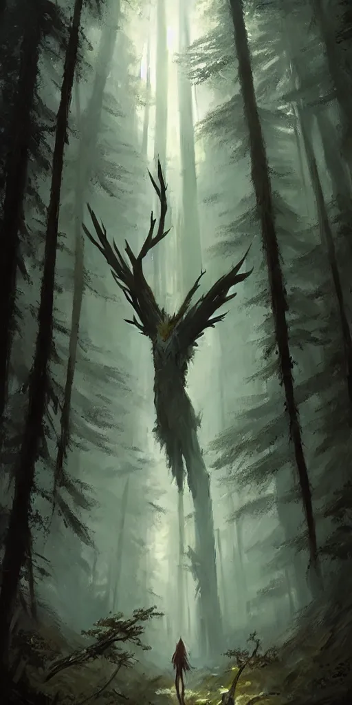 Image similar to Spirit of forest, by Greg Rutkowski