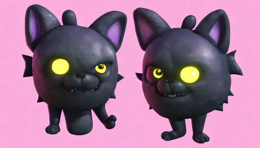 Image similar to a digital art portrait of black slime cat character design from five nights at freddy, cute liquid ink cat character sheet, 4 k, ultra detail, volumetric lighting, unreal engine, octane render