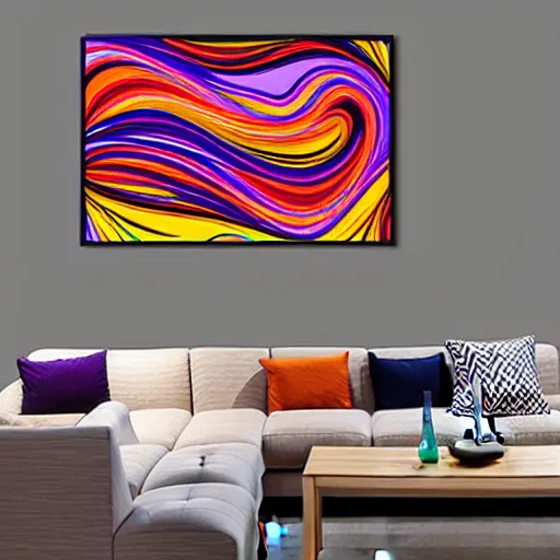 Prompt: award-winning large colorful lines abstract curved spacetime art painting