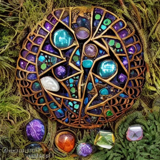 Image similar to gemstone forest, tribal art