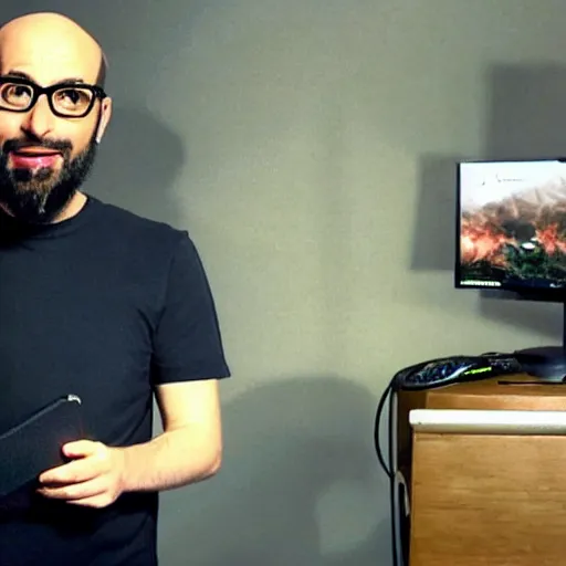 Prompt: vsauce doing a pro gamer move