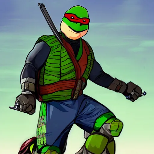 Prompt: ninja turtle in a GTA 5 loading screen, concept art by Anthony McBain