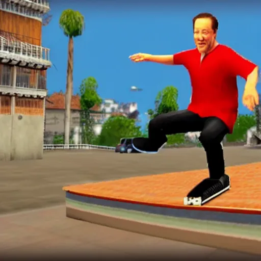 Image similar to michael portillo kick flips a skateboard, playstation 2 video game screenshot