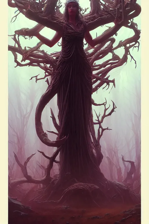 Image similar to Goddess of the forest, trending on Artstation, Greg Rutkowski, Wayne Barlowe