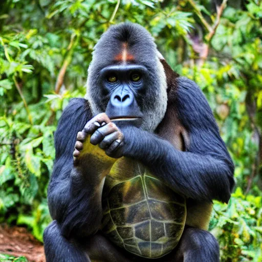 Image similar to turtle gorilla hybrid, photography