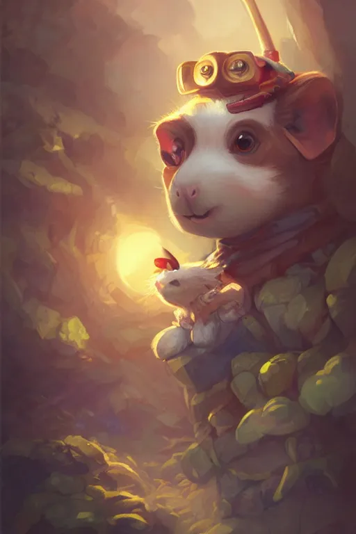 Image similar to cute little anthropomorphic Guinea Pig Piloting a plane , tiny, small, short, Pilot outfit, cute and adorable, pretty, beautiful, DnD character art portrait, matte fantasy painting, DeviantArt Artstation, by Jason Felix by Steve Argyle by Tyler Jacobson by Peter Mohrbacher, cinematic lighting