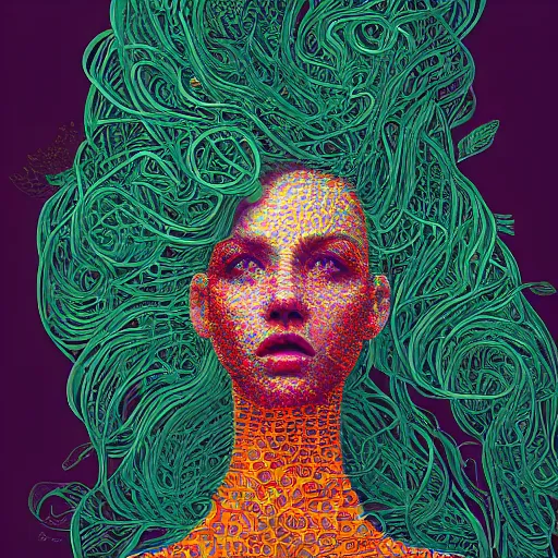 Image similar to the portrait of an unbelievably beautiful and sophisticated young woman made up of peppers looking straight up, an ultrafine detailed illustration by james jean, intricate linework, bright colors, final fantasy, behance contest winner, vanitas, angular, altermodern, unreal engine 5 highly rendered, global illumination, radiant light, detailed and intricate environment