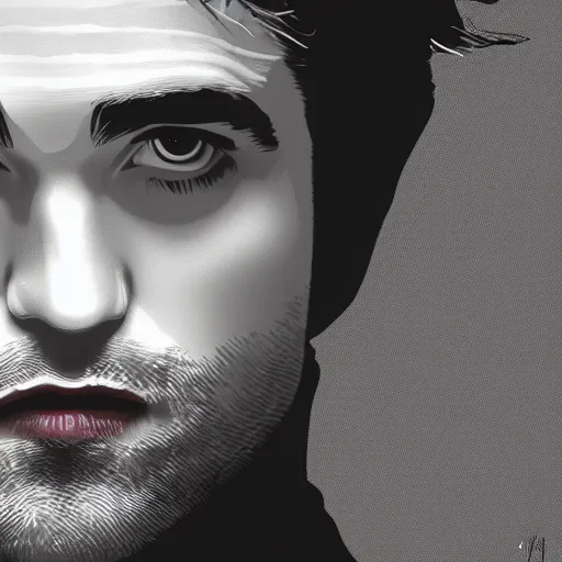 Image similar to robert pattinson as a godfather, digital art