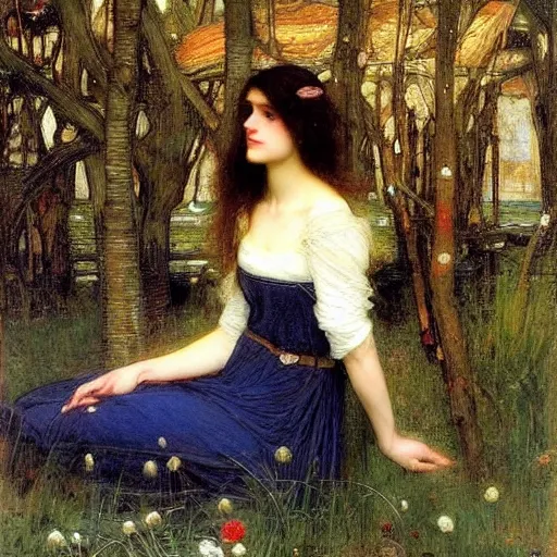 Prompt: john william waterhouse, edward robert hughes