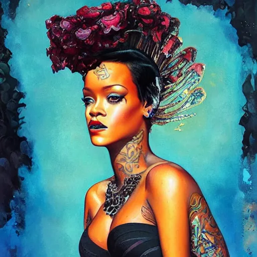 Image similar to Rihanna full body portrait by Karol Bak and jeremiah ketner