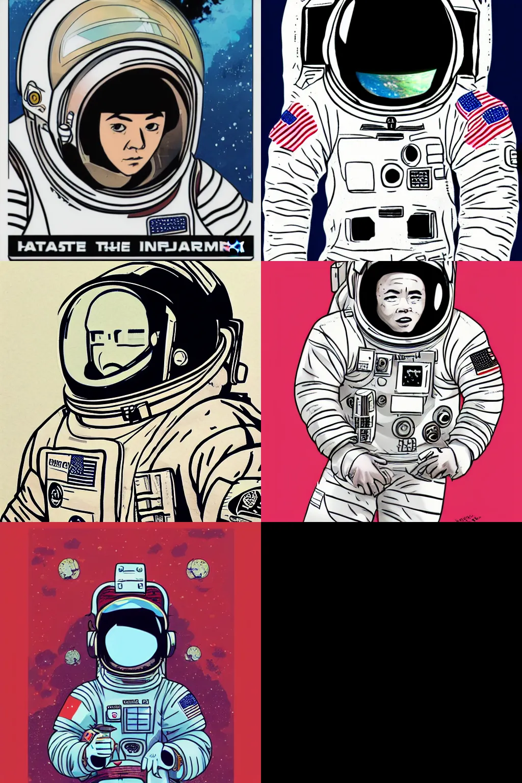 Prompt: astronaut in the style of Katsuhiro Otomo