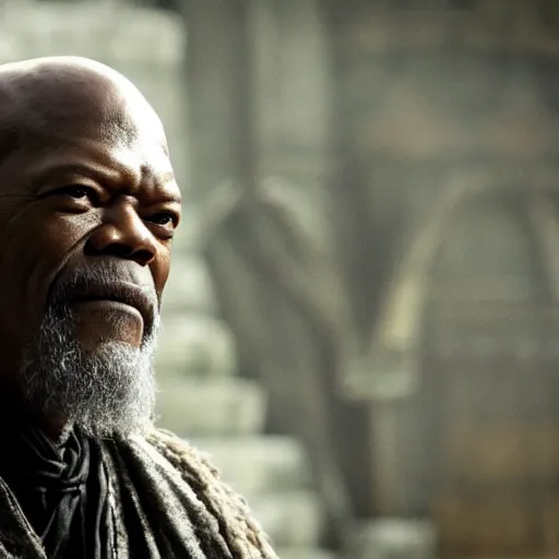 Image similar to a beautiful detailed photograph of samuel jackson in game of thrones fantasy, volumetric lighting, high details