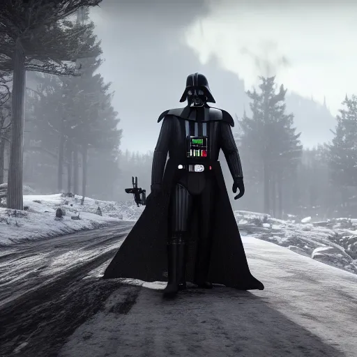 Prompt: Film still of Darth Vader, from Red Dead Redemption 2 (2018 video game)