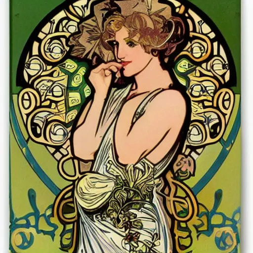 Prompt: Britney Spears art nouveau Alphonse Mucha