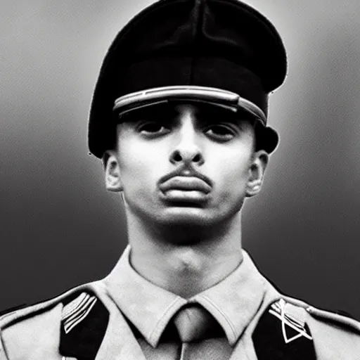 Image similar to playboi carti as a german world war ii soldier captured on a old camera 4 k detailed super realistic