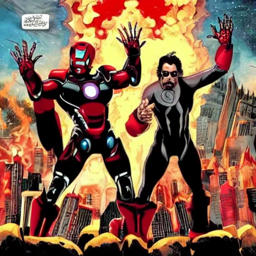 Prompt: Black Sabbath's Iron Man meets Marvel's Iron Man