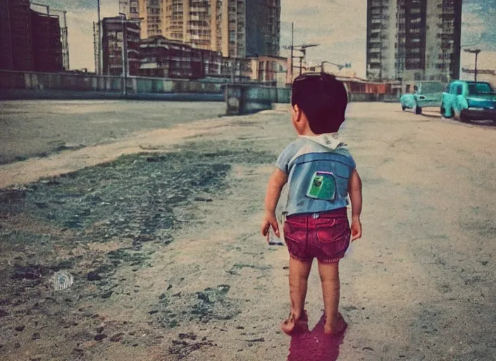 Image similar to professional fine detailed photo portrait of young minion from makhachkala, dagestan. kid minion in the postsoviet suburbia, iphone photo, instagram, color