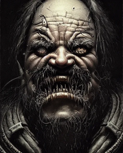 Image similar to torbjorn from overwatch, character portrait, portrait, close up, concept art, intricate details, highly detailed, horror poster, horror, vintage horror art, realistic, terrifying, in the style of michael whelan, beksinski, and gustave dore