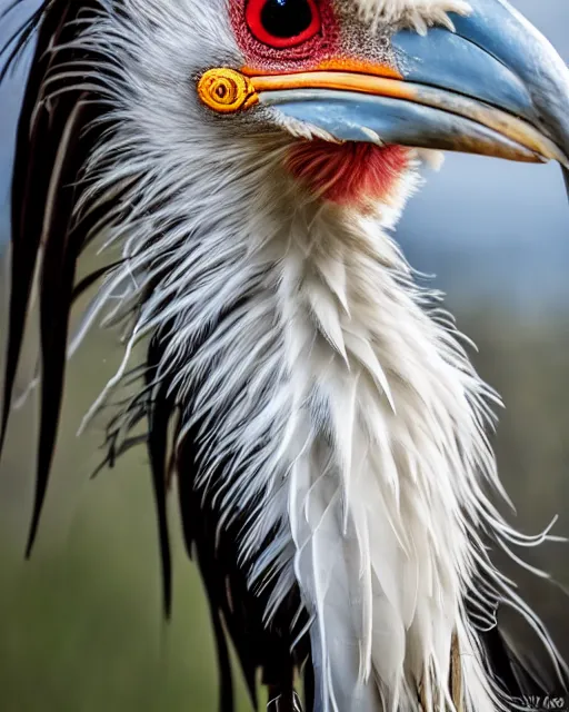 Image similar to closeup picture of secretary bird in savannah, captured on iphone, dlsr, photography