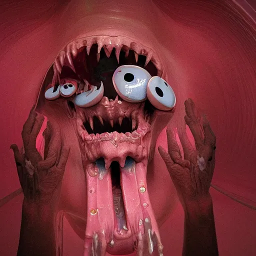 Prompt: pink scream by takashi murakami and zdzisław beksiński, 3d render, octane render, intricately detailed artwork, full 8k high quality resolution, recently just found unknown masterpiece