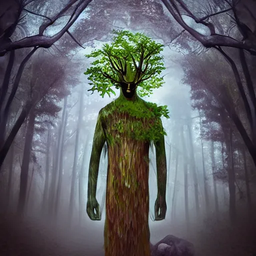 Prompt: beautiful and surreal forest god