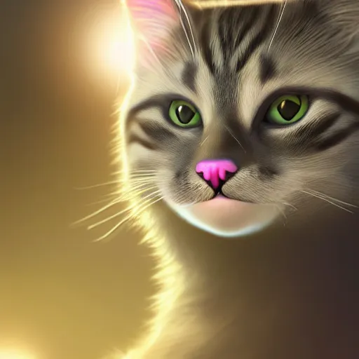 Image similar to cat theme logo, cat theme banner, cat design, a smiling cat, art photography style, trending on artstation, warm light, lovely and cute, fantasy art, 8 k resolution, cynical realism