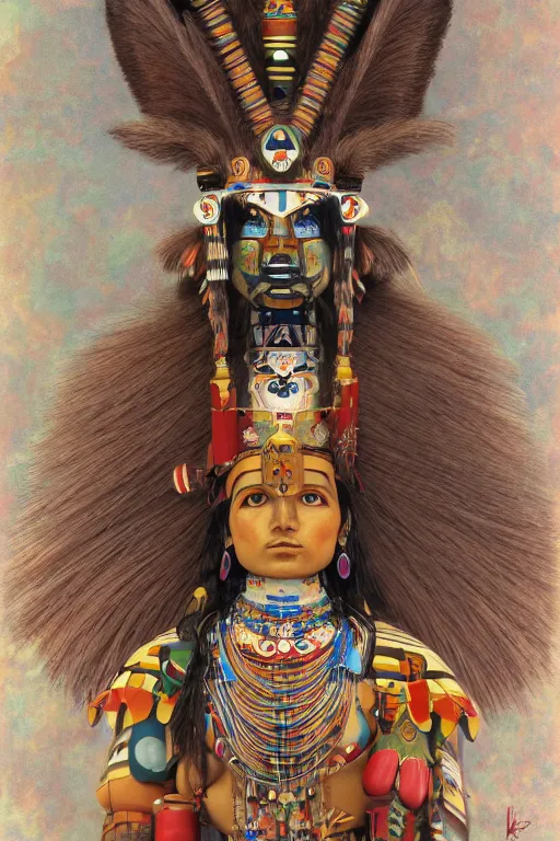 Image similar to portrait of a beautiful a Hopi kachina, Warhammer, highly detailed, artstation, illustration, art by Gustav Klimt and Range Murata and Ilya Kuvshinov and Sakimichan