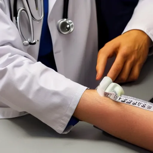 Image similar to A doctor measuring a male patient's blood pressure