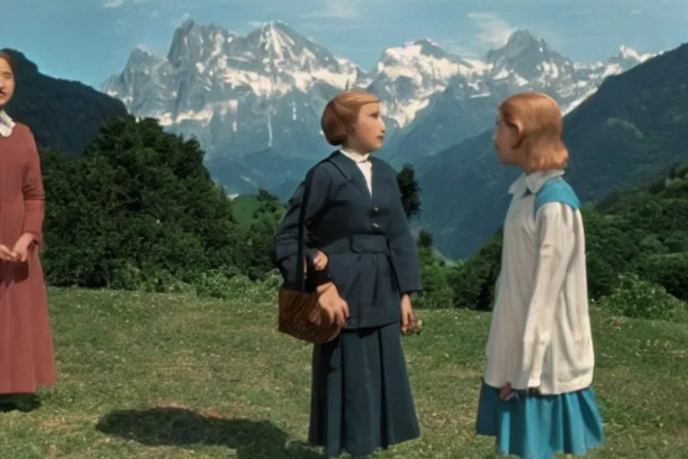 Image similar to still image from the sound of music by ozu yasujiro, ultra detailed, finely detailed