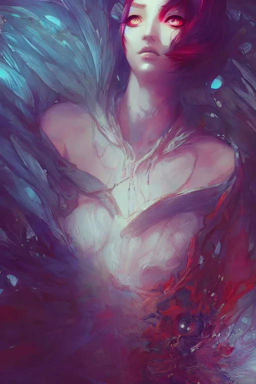 Image similar to a beautiful dream muse trapped in a nightmare, by android jones and guweiz and ross tran and ilya kuvshinov, trending on artstation