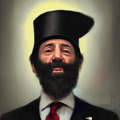 Image similar to joe biden dressed as hasidic rebbe, jewish devotional presidential portrait by greg rutkowski