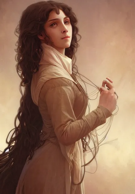 Image similar to hermione, intricate, elegant, highly detailed, digital painting, artstation, concept art, smooth, sharp focus, illustration, art by artgerm and greg rutkowski and alphonse mucha and william - adolphe bouguereau