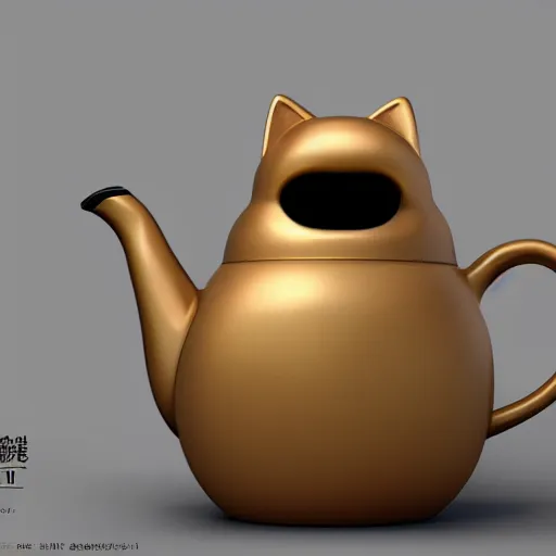 Image similar to fat cat shaped teapot, final fantasy merchandise, highly detailed, octane render, ray tracing, ambient occlusion, trending on artstation, 8 k