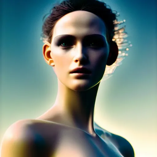 Image similar to photographic portrait of a stunningly beautiful replicant android cyberpunk female in soft dreamy light at sunset, contemporary fashion shoot, by edward robert hughes, annie leibovitz and steve mccurry, david lazar, jimmy nelsson, breathtaking, 8 k resolution, extremely detailed, beautiful, establishing shot, artistic, hyperrealistic, beautiful face, octane render