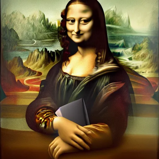 Image similar to highly detailed painting of mona lisa as a goth girl, by william turner, by greg rutkowski, by william constable, thick brush strokes and visible paint layers, 4 k resolution