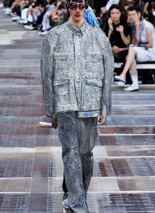 Image similar to hyperrealistic and heavy detailed balenciaga runway show of show of school bus, leica sl 2 5 0 mm, vivid color, high quality, high textured, real life