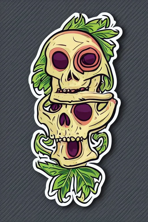 Prompt: Weed smoking skeleton, sticker, andromorphic, colorful, illustration, highly detailed, simple, smooth and clean vector curves, no jagged lines, vector art, smooth