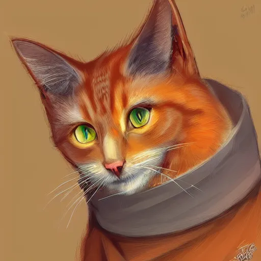 Image similar to portrait of orange marquise the cat, reneissance, antropomorphic, fantasy digital art, art station