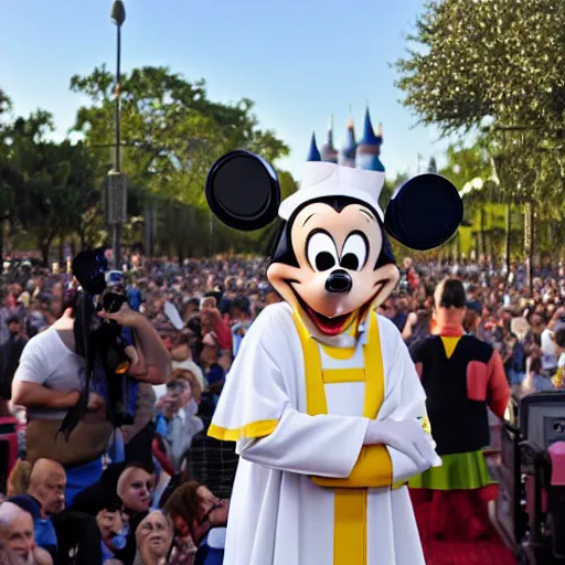 Prompt: disney's goofy [ dressed as the pope ], trending on unsplash, [ 4 k photorealism ]!!, [ realistic photography ]