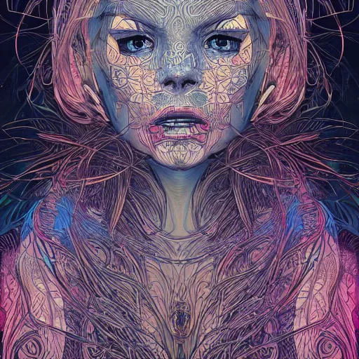 Prompt: the portrait of an unbelievably beautiful woman partially made of onion rings, an ultrafine detailed illustration by james jean, final fantasy, intricate linework, bright colors, behance contest winner, vanitas, angular, altermodern, unreal engine 5 highly rendered, global illumination, radiant light, detailed and intricate environment