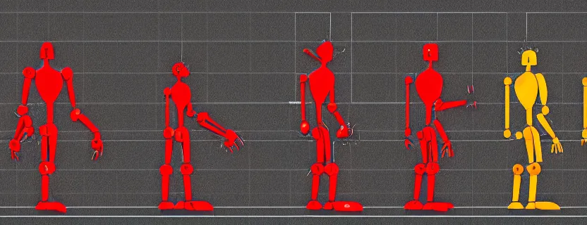 Image similar to an evolution diagram from left to right of robots, 8 k, hyper realistic.
