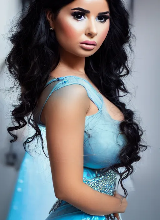 Image similar to portrait of demi rose as princess jasmine, by charlotte grimm, natural light, detailed face, beautiful features, symmetrical, canon eos c 3 0 0, ƒ 1. 8, 3 5 mm, 8 k, medium - format print, half body shot